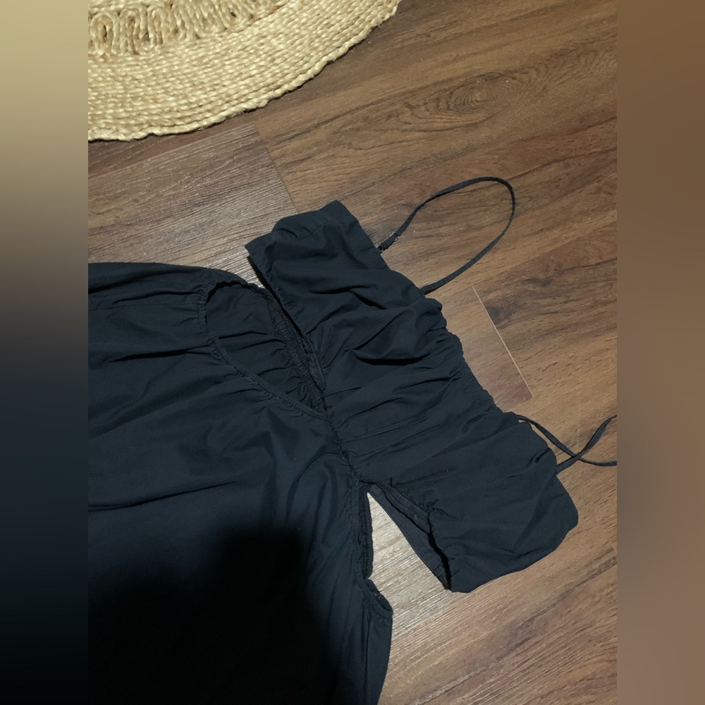 Abercrombie and Fitch black cotton maxi cut out dress casual fall formal boho XL - Picture 4 of 5